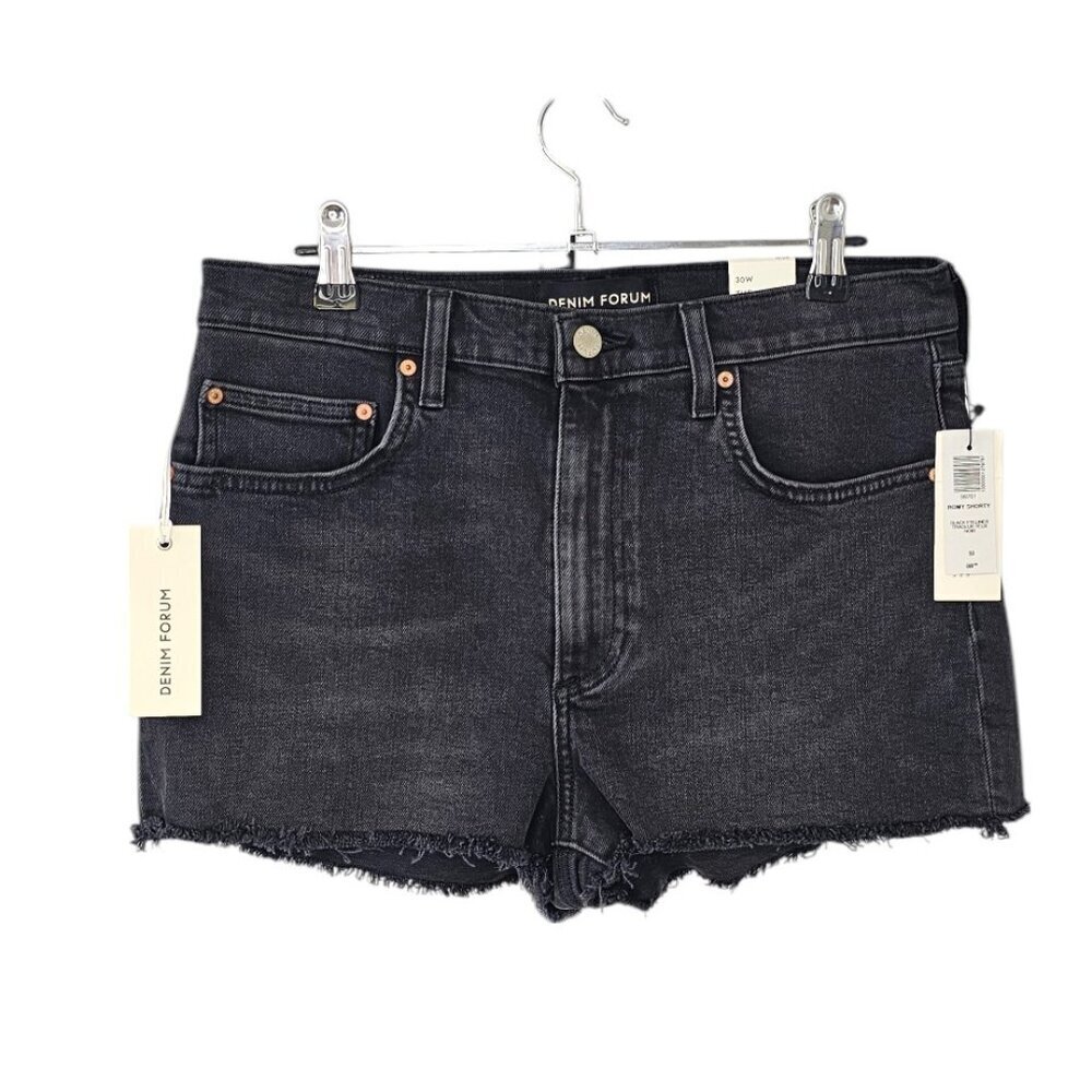 Denim Forum The Romy Slim Shorty Short, Cut Off, Black Eyeliner, Size 30, NWT